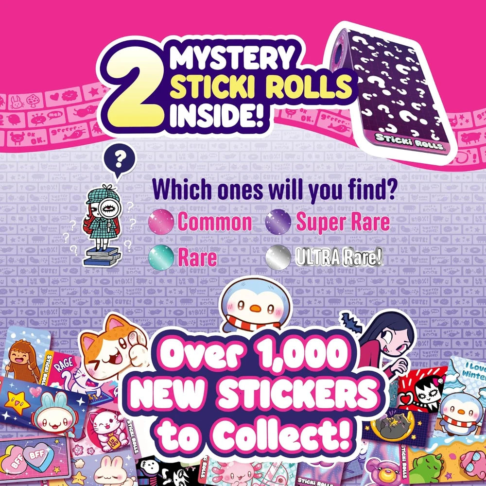 STICKI Rolls Sticki Bands - Wearable or Shareable Sticker Bracelet , Includes 160 Mini Stickers | Over 1000 Sticker Designs