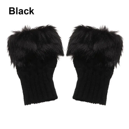 Rabbits Knitted Gloves, Faux Rabbit Hair Mittens, Warm Fingerless Gloves for Winter, Cozy Texting Gloves, Stylish Outdoor Han