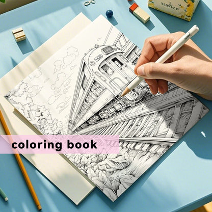Adult Picture Book 24 Pages Beautiful Architecture Coloring Book Can Relax and Relieve Stress Graffiti Painting Drawing