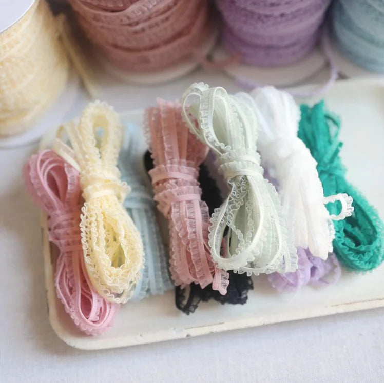 Lace Trim, 5 Meters Delicate Ruffle Lace, Sewing Projects, Scrapbooking, Gift Wrapping, 6mm Wide Lace Trim, Floral Lace Tape