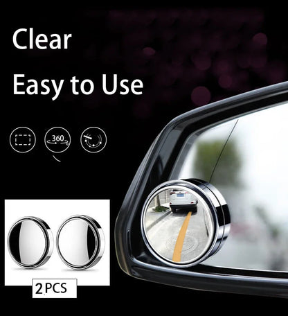 2Pcs Round Frame Convex Blind Spot Mirror Safety Driving Wide-angle 360 Degree Adjustable Clear Rearview Mirror Car Accessori