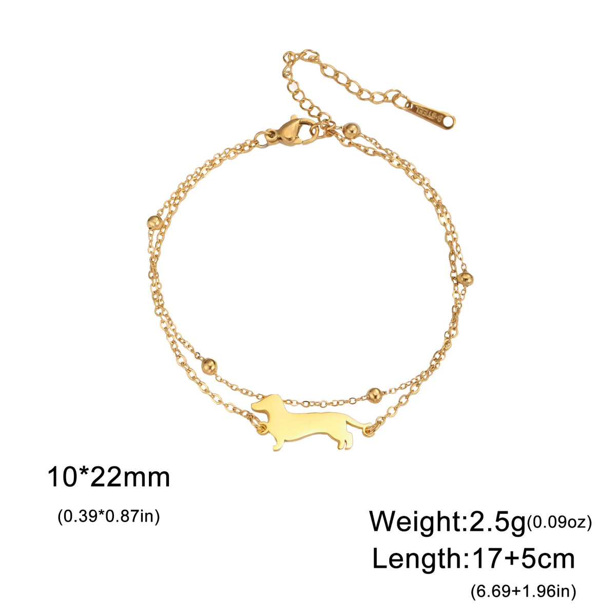 Cute Dachshund Dog Stainless Steel Bracelet for Women's Valentine's Day Commemorative Day Jewelry and Gift - GOLD A