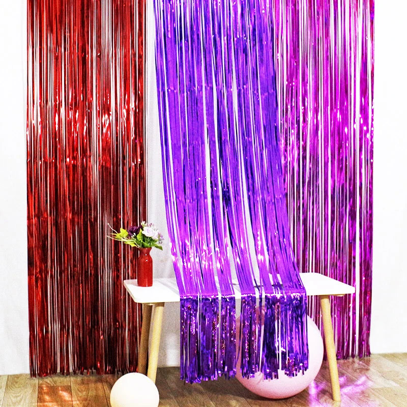 2/3M Party Background Wedding Decoration Foil Fringe Curtain Sequin Bachelorette Photo Backdrop Wall Curtain Birthday BabySho