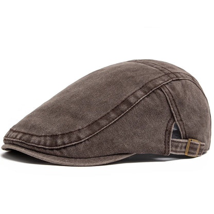 New Vintage Cotton Beret Men Women Fashion Flat Visor Cap Casual Autumn Berets Retro Newsboy Hat Summer Unisex Adjustable - c