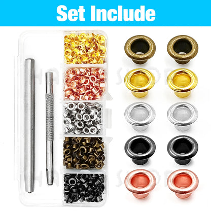 200pcs Metal Eyelet Gromment Kit Eyelet Punch Install Tool Set With Storage Box For LeatherCraft Shoes Belt Cap Bag Tags Clot