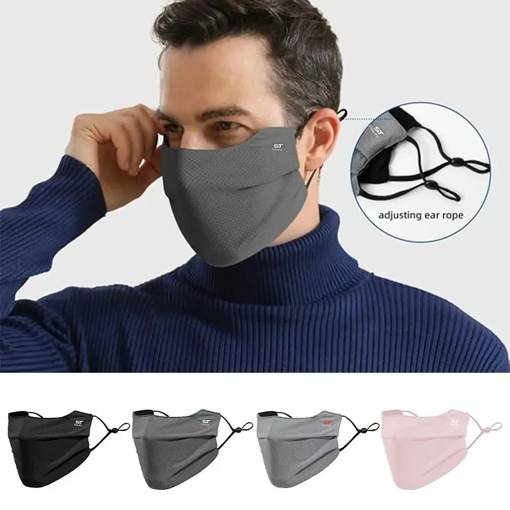 Breathable Ice Silk Face Cover UV Face Shield Washable Reusable Sun Protection Face Mask for Motorcycle Running Riding Exerci