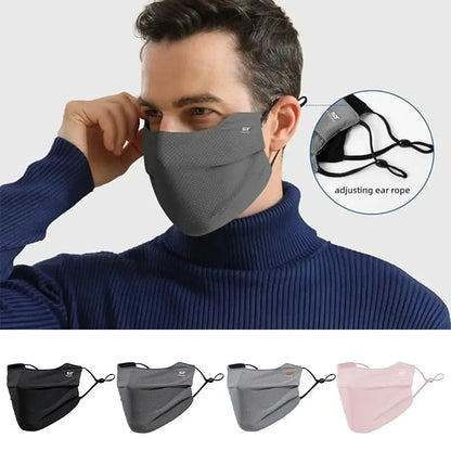 Breathable Ice Silk Face Cover UV Face Shield Washable Reusable Sun Protection Face Mask for Motorcycle Running Riding Exerci