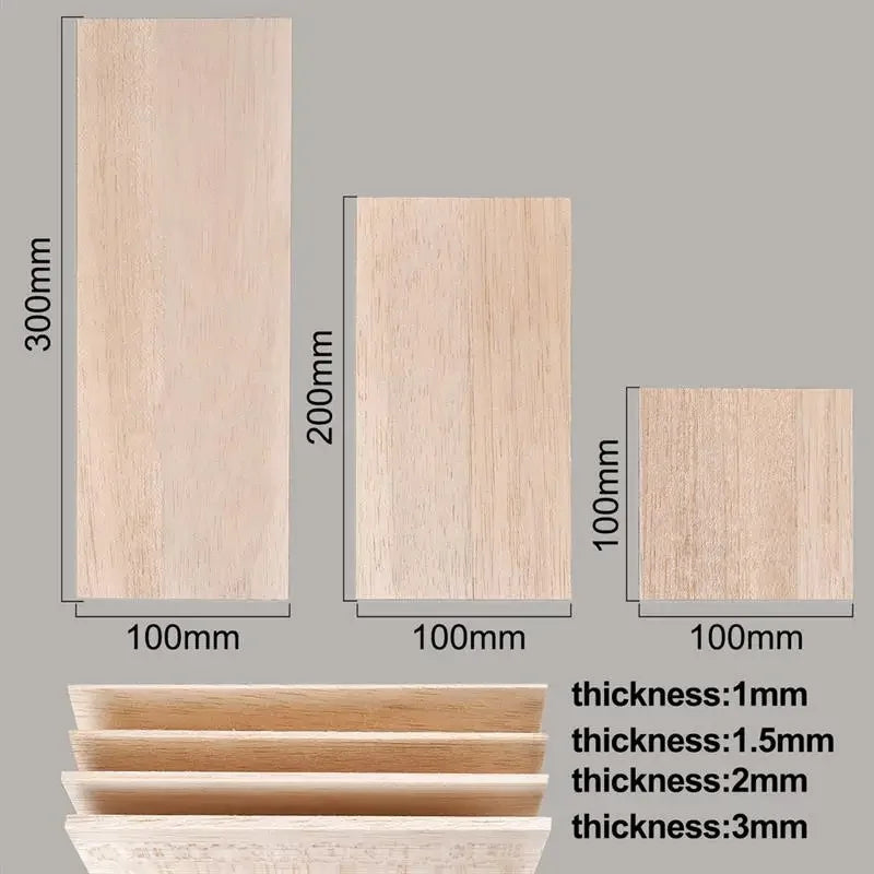 5Pcs/lot Balsa Wood Sheets Ply 100/200/300mm Long 100mm Wide 1/1.5/2/3mm Thick For Craft DIY Project Wood DIY Craft Accessori
