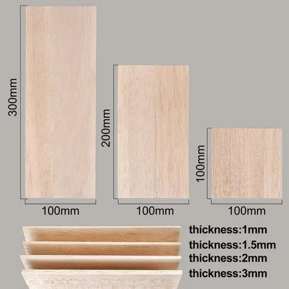 5Pcs/lot Balsa Wood Sheets Ply 100/200/300mm Long 100mm Wide 1/1.5/2/3mm Thick For Craft DIY Project Wood DIY Craft Accessori