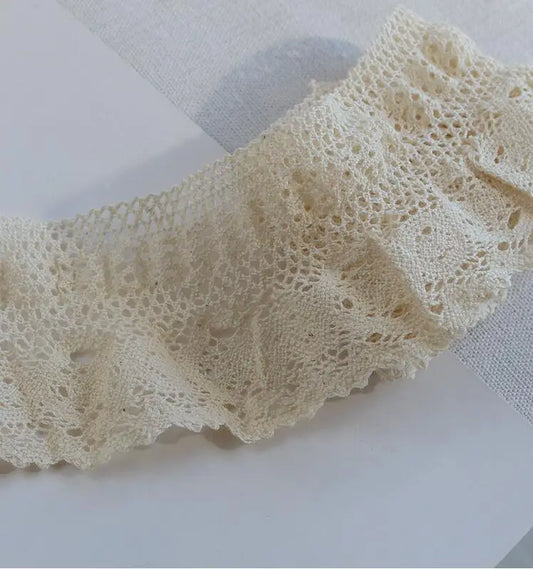 2 Yards Dress Clothes Sewing Cotton Lace Trim Handmade DIY Lace Material Cotton Embroidered Flowers Lace Guipure Ribbon