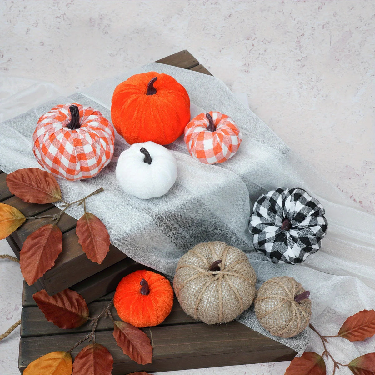 8Pcs Fall Thanksgiving Artificial Pumpkin Autumn Table Centerpiece for Thanksgiving Halloween Party Mantel Farmhouse Decor