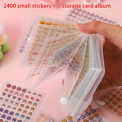 2400pcs Mini Cute Sticker Set+ Storage Book| Various Exquisite Patterns, Suitable for Journal DIY and Scrapbook Making