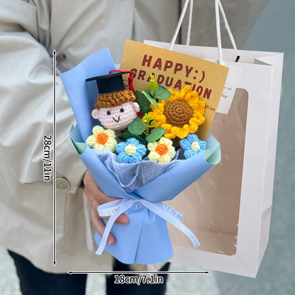 Graduation Bouquet Artificial Crochet Bouquets Hand-woven Flower Bouquet Gifts Teacher's Day Graduation Gift Flowers