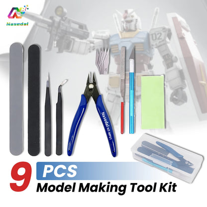 9pcs Model Basic Tools for Gundam Craft DIY Model Car Hobby Building Repairing Assembly Tool Beginner Handmade Scissors Tweez