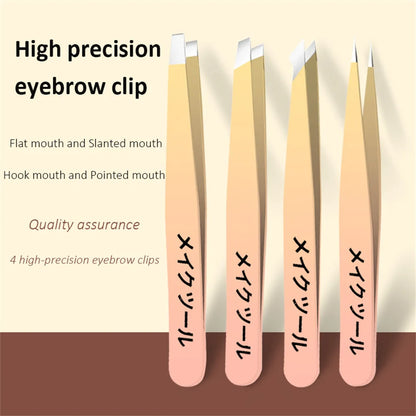 Ouriner Eyebrow Tweezers Set 4 Pcs Stainless Steel Eyebrow Forceps Professional Beauty Tool Set For Facial Hair Inward Growin