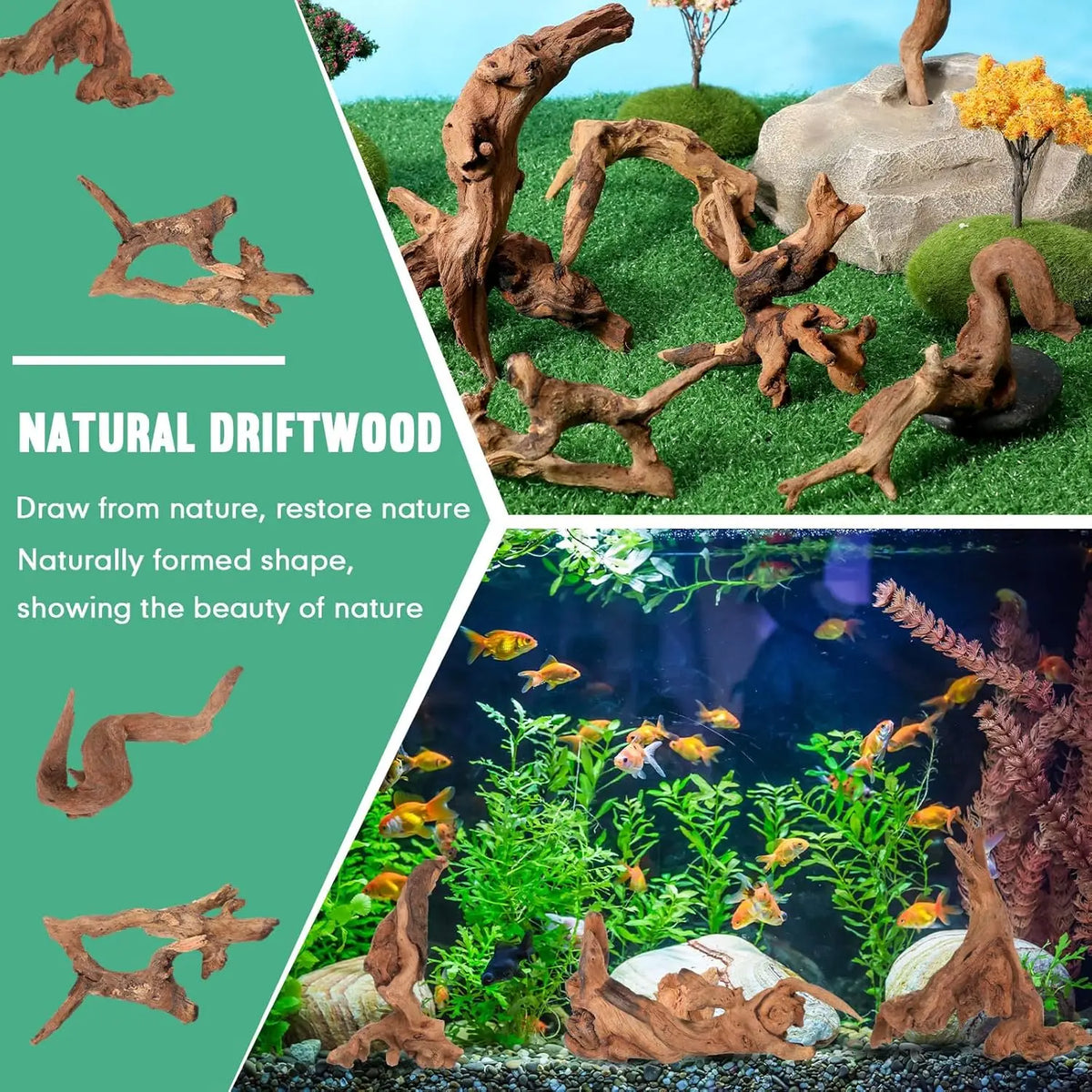 3/6PCS Natural Small Driftwood for Aquarium Decor Fish Tank Decorations Decor Assorted Driftwood Branch Reptile Tank Wood Dec