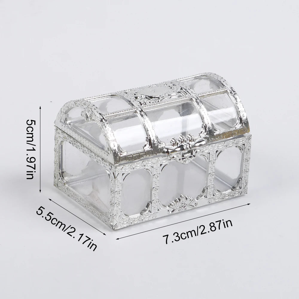 Vintage Treasure Chest Storage Box Transparent Pirate Candy Jewelry Display Box for Wedding Party Birthday