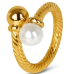 Stainless Steel Ring for Women Inlaid Zircon Rings Waterproof Romantic Fashion Jewelry - A74 Gold / 7
