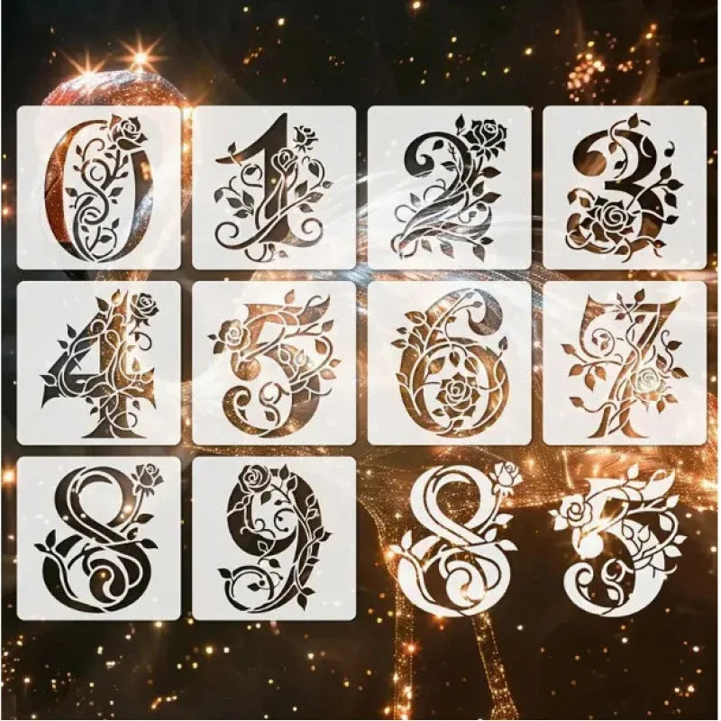 36 Floral Letter Templates Reusable Rose Letter Painting Template Hollowed-Out Graffiti Template Inkjet Printing Mold For Wal