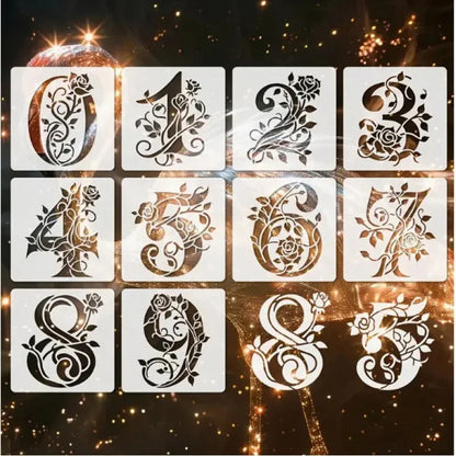 36 Floral Letter Templates Reusable Rose Letter Painting Template Hollowed-Out Graffiti Template Inkjet Printing Mold For Wal