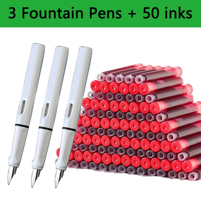 53Pcs Fountain Pen Replaceable Ink Set Black/Blue/Red ink EF School Pens Office Supplies Stationery for Writing Calligraphy P