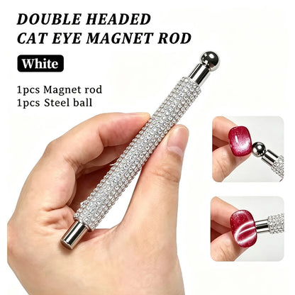 1/2Pcs Nail Cat Eye Magnetic Ball With Nail Magnetic Stick Tool Set Double-head Strong Magnet Pen 3D Cat Eye Gel Nail Supplie
