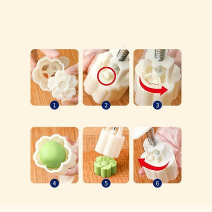 1 set DIY Mooncake Mold Plastic Hand Press Pastry Mold Hand Press Mung Bean Cake Model Pastry Embossing Make Kitchen Baking T