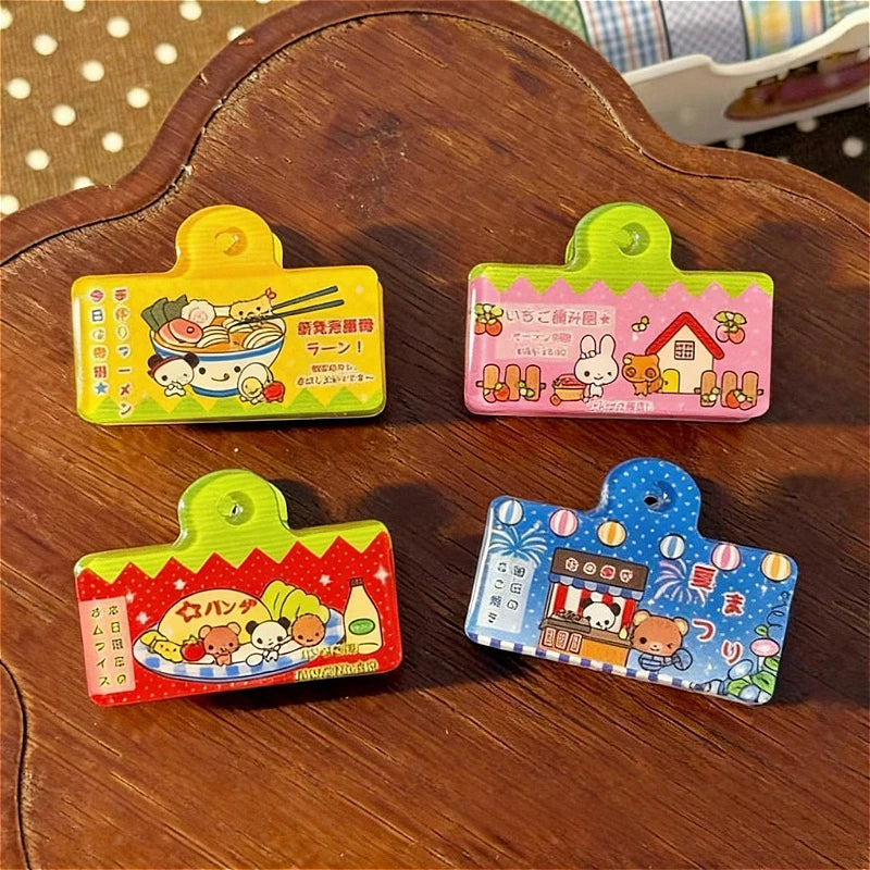 Japanese Cute Cartoon Planner Book Clips Acrylic Lovely Scrapbook Decor Clip School Stationery Supplies