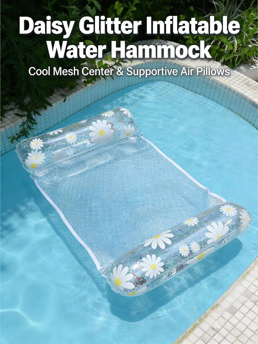 Pool Hammock Floats, 1Pack 4-in-1 Inflatable Water Hammocks Floaties (Saddle, Lounge Chair, Hammock, Drifter), , Pool Float L