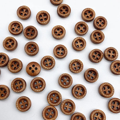 50pcs 10mm 4hole Mini Color Kids Buttons Wood Buttons Clothing Wedding Decoration Sewing Accessories