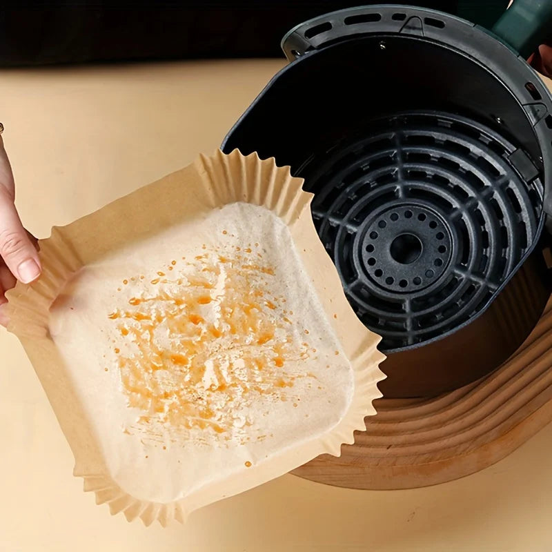 50 Packs of Non Stick Paper Lined with Air Fryer for Baking and Microwave Ovens Easy To Clean and Separate for Healthier Cook