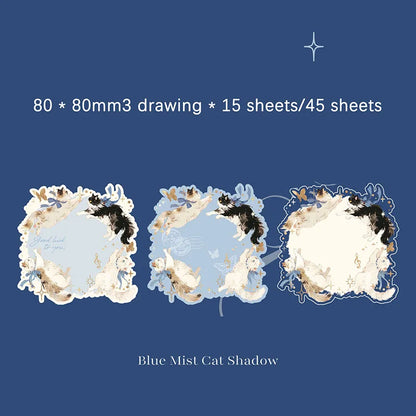 Embossed hot stamping sticky notes, Uus ring series, Korean cat themed irregular sticky notes - Blue