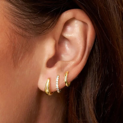 3 Pairs Stainless Steel Crystal Zirconia Hoop Earrings for Women Trendy Simple Gold Plated Circle Punk Earrings Piercing Jewe