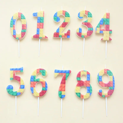 New Building Block Number 0-9 Candle 1PC Color Building Block Shaped Digital Candle Cake Decoration Birthday Baking Decor Plu