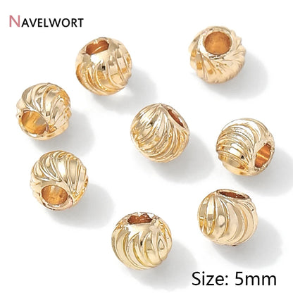 14K Gold Plated Oval Stripe Spacer Beads,Beads Separator,Brass Metal Flat Spacer Beads For Bracelet Necklace Making Accessori