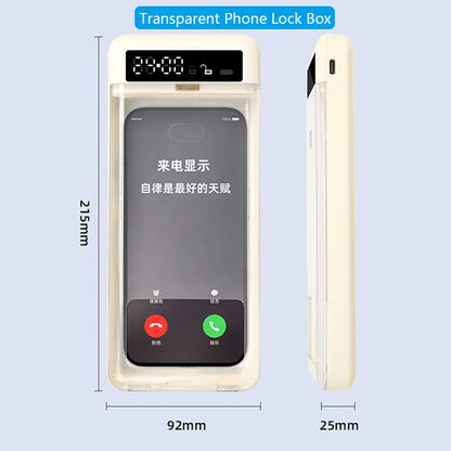 Transparent Phone Lock Box with Display Screen Self-Discipline Device Smart Timer Phone Lock Box Student Phone Time Manager