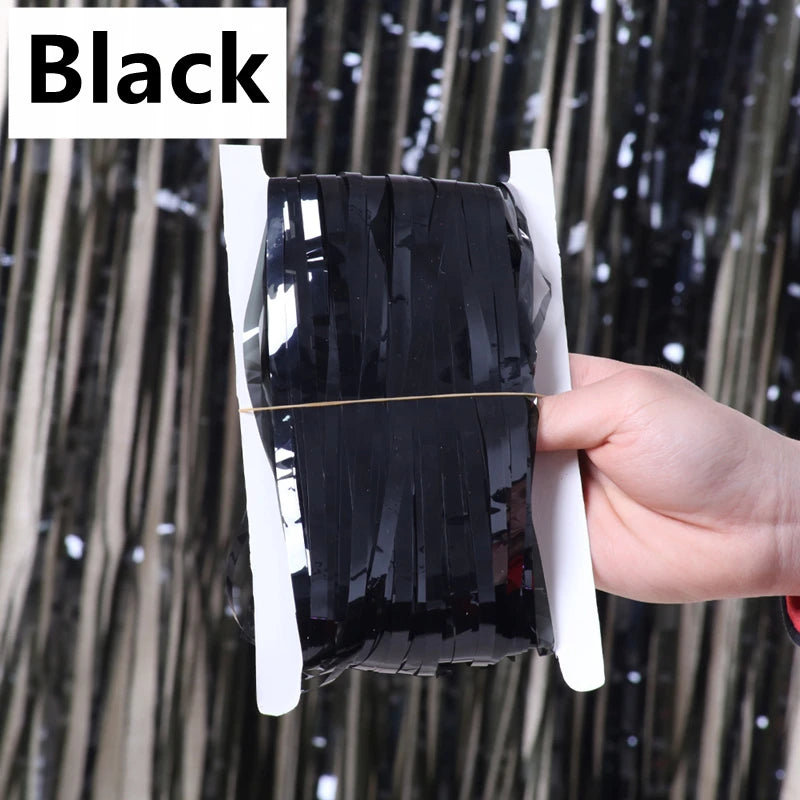 New 4/2/1Pack Party Backdrop Metallic Foil Fringe Tinsel Curtain Adult Kids Birthday Party Wedding Decoration Baby Shower Fav
