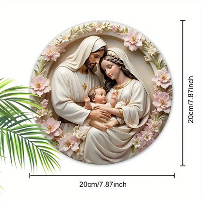 2D Flat Warm Winter Christmas Wooden Sign Christmas Wreath Sign for Front Door Wall Hanging Decor