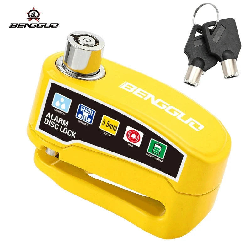 Motorcycle & Bicycle Disc Brake Lock Aluminum Alloy Bike Anti-theft Wheel Disc Brake Lock waterproof Security Alarm Protectio