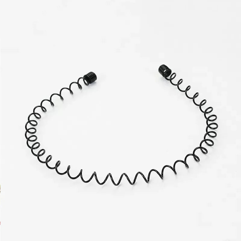 Unisex Black Elastic Non Slip Simple Metal Headbands For Men Women Wavy Hairband Spring Hair Hoop Fashion Hair Accessories - 