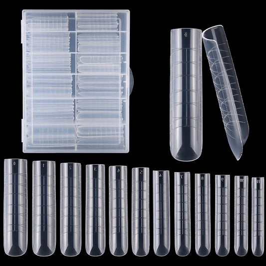 120Pcs Clear Full Cover Dual Nail System for Uv Gel Acrylic Nail Art - Includes Scale and U-Shaped Tips for Extension - Perfe