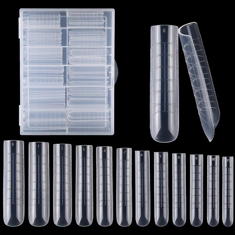120Pcs Clear Full Cover Dual Nail System for Uv Gel Acrylic Nail Art - Includes Scale and U-Shaped Tips for Extension - Perfe