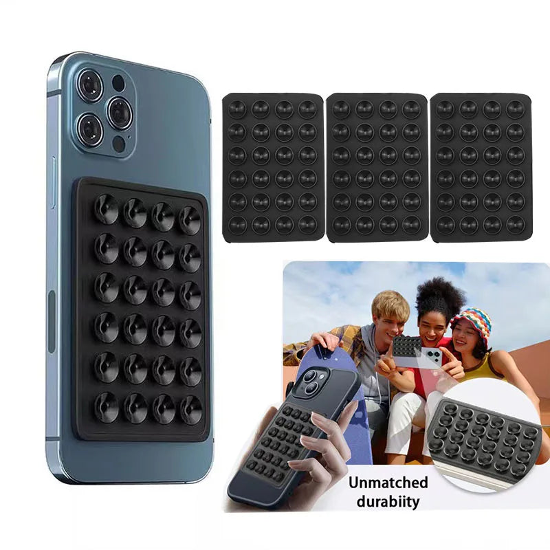 Multifunctional Mobile Phone Silicone Suction Cup 24 Square Mobile Phone Single-Sided Case Anti-Slip Holder Mount Suction