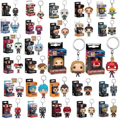 FUNKO Captain America Inro Man Deadpool Spider Man Thanos Thor Keychain Toys Vinyl Doll Collectible Toy Figures Best Kid Gift