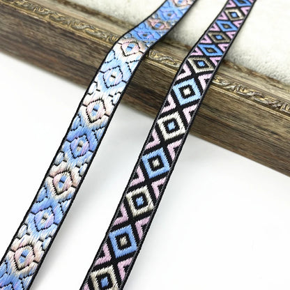 2 yards/lot 13mm Vintage Ethnic Embroidery Ribbon Lace Trim DIY Clothes Bag Accessories Embroidered Fabric - 01