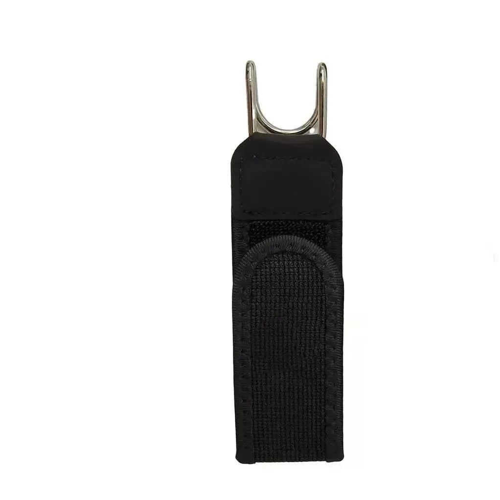 Adjustable Elastic Waistband Buckle with Magic Tape & Metal Hooks - Black
