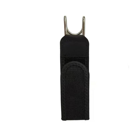 Adjustable Elastic Waistband Buckle with Magic Tape & Metal Hooks - Black