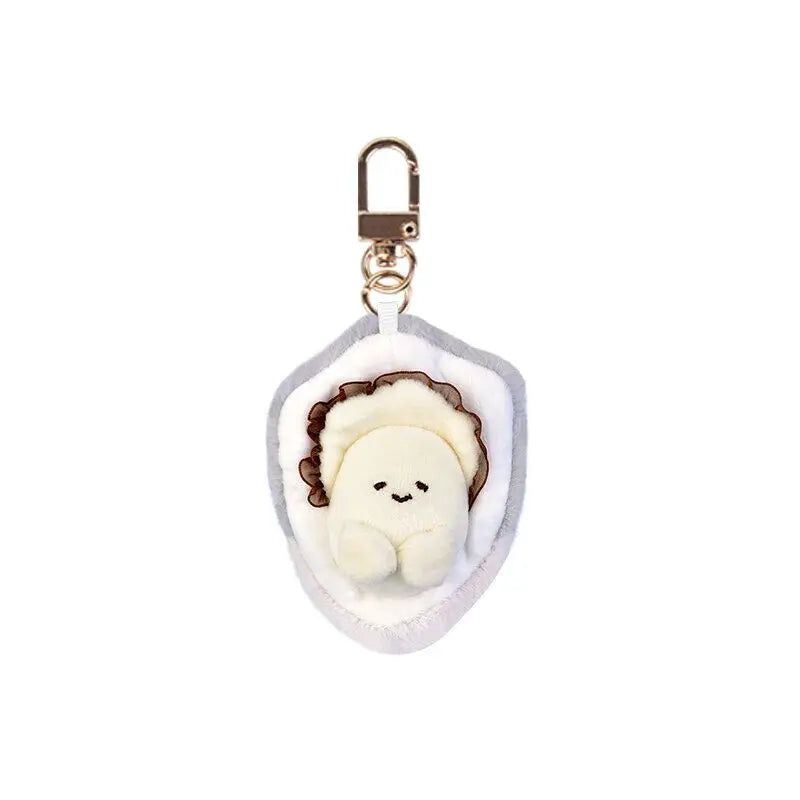 Soft seafood Keychain Lobster Simulation Fluffy abalone lobster clam oyster Keyring Kawaii Cartoon Plush Pendant Birthday Gif