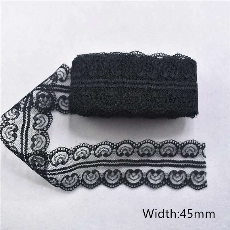 Lace Trim 10 Yards, Black Lace Ribbon for Sewing, Vintage Lace Trim for DIY Crafts, Planner Decorating, Fabric Accent Wide 14