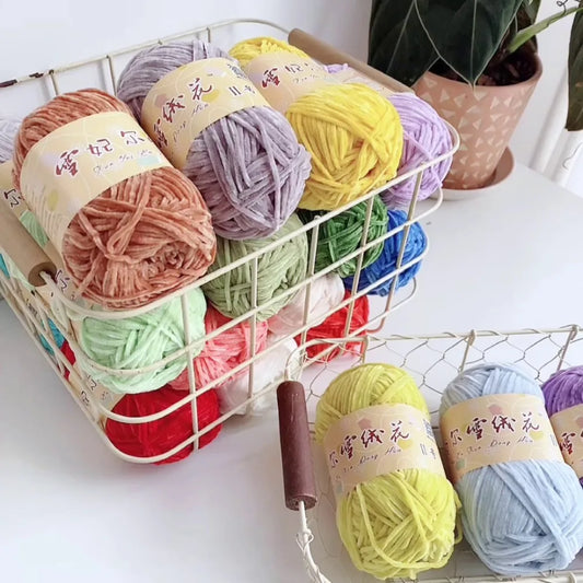 Crochet Chenille Yarn, Soft Pear Lustre Yarn for Dolls, Plush 2mm Yarn for Accessories, Thin Rope for Hand Knitting Projects